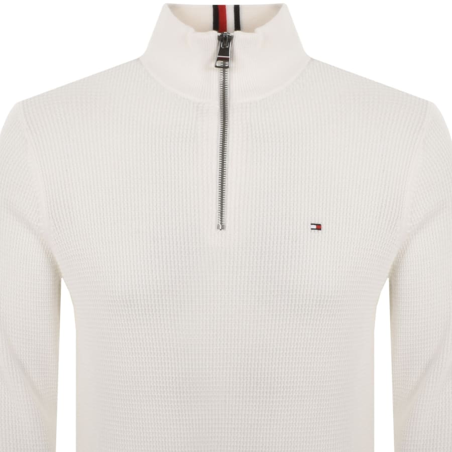 Tommy Hilfiger Waffle Quarter Zip Jumper WhiteTommy Hilfiger Waffle Quarter Zip Jumper White Male XX Large